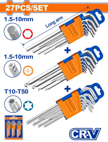 Bộ 27 chi tiết chìa lục giác-Wadfow WHK5203