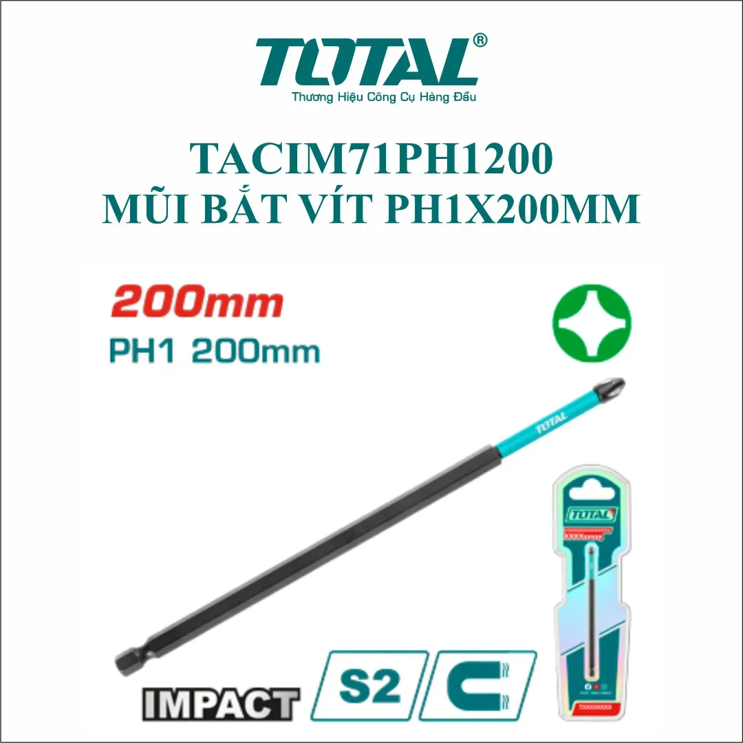 Mũi bắt vít PH1x200mm-TOTAL-TACIM71PH1200