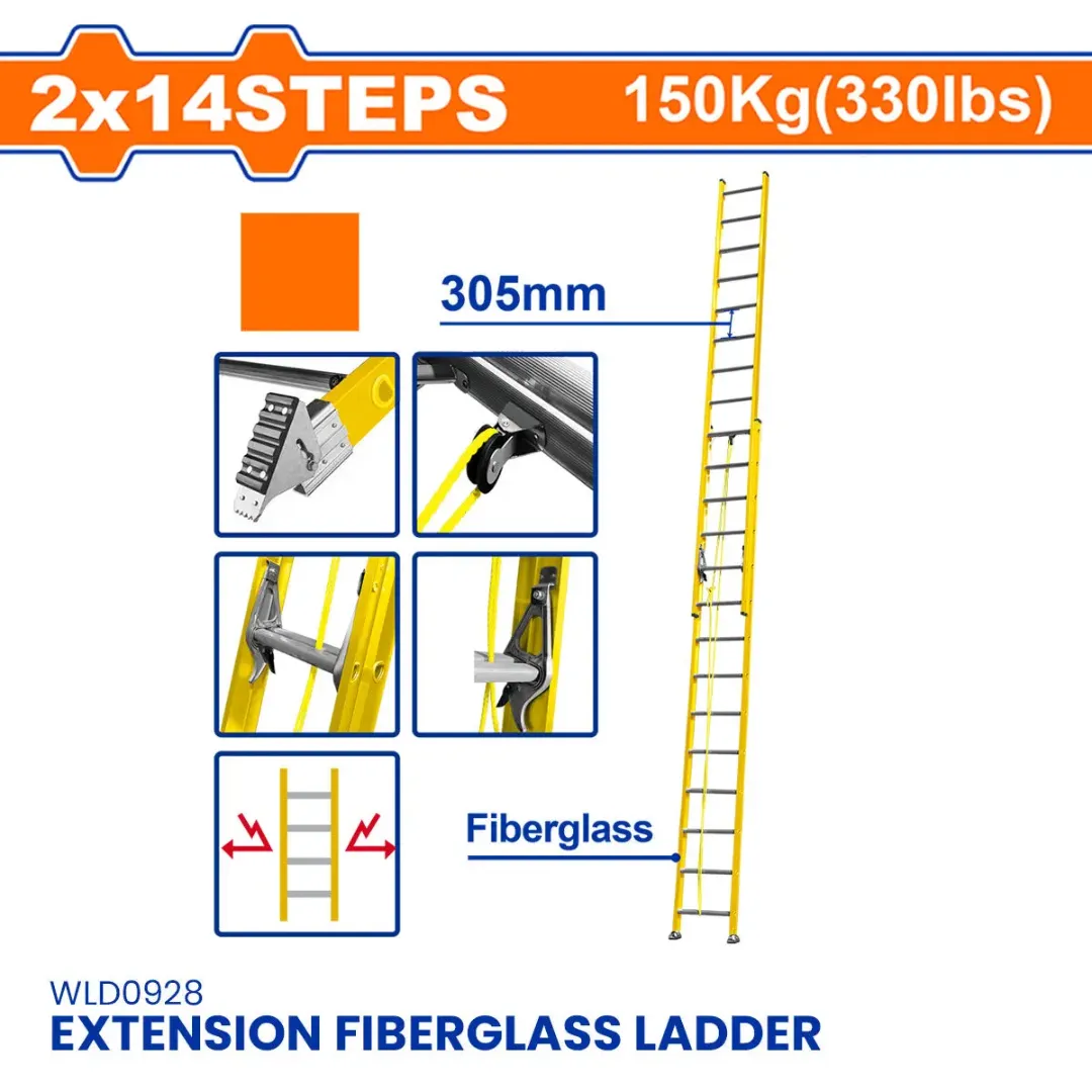 Thang xếp sợi thủy tinh kéo dài 2x14 bậc Wadfow WLD0928