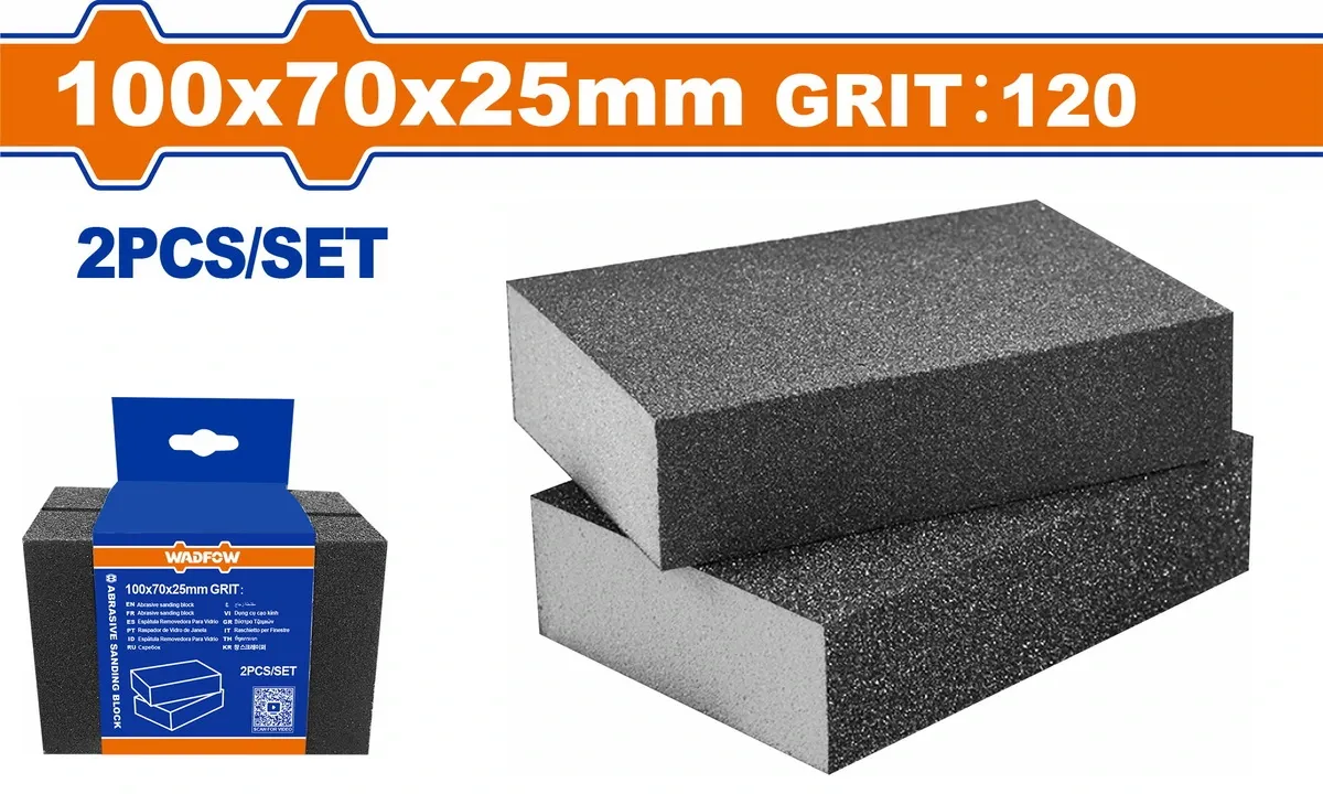 Nhám xốp 100x70x25mm 120# WADFOW WUK2502