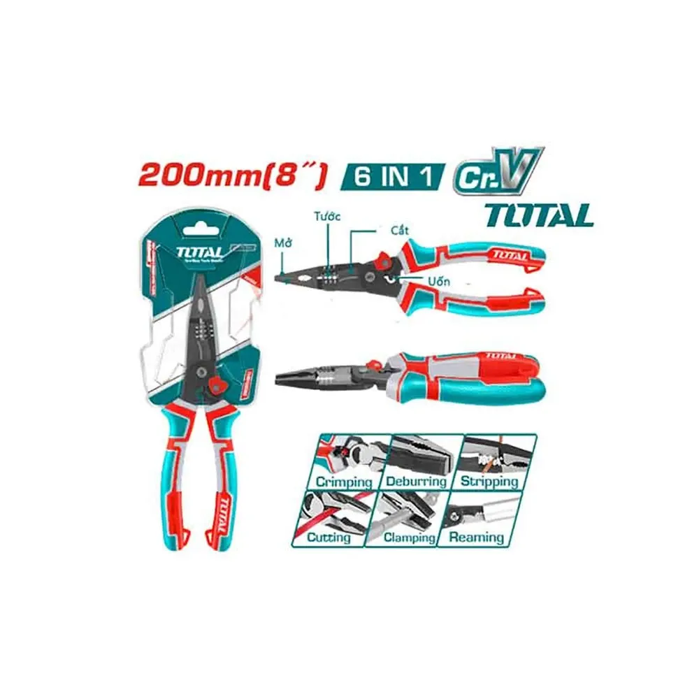 Bộ kềm mũi nhọn mỏ dài đa chức năng 6 trong 1-TOTAL-THTMF286