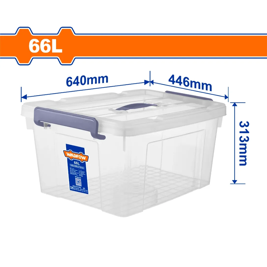 Hộp nhựa trữ kho trắng trong 66L-Wadfow WTB2370