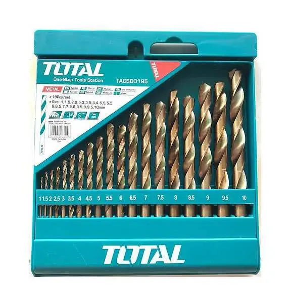 Bộ 19 mũi khoan kim loại HSS -TOTAL-TACSD0195