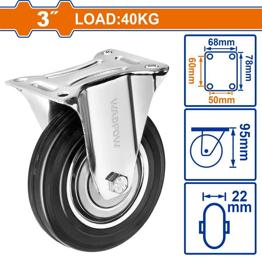 Bánh xe đẩy cao su cố định 3" WADFOW WJL3331