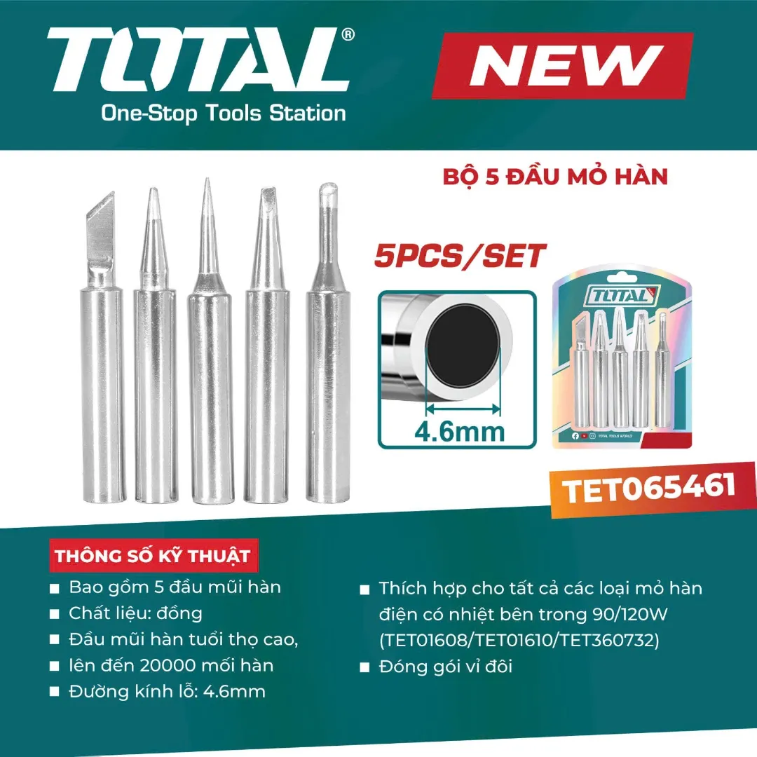 Bộ 5 đầu mỏ hàn-TOTAL-TET065461