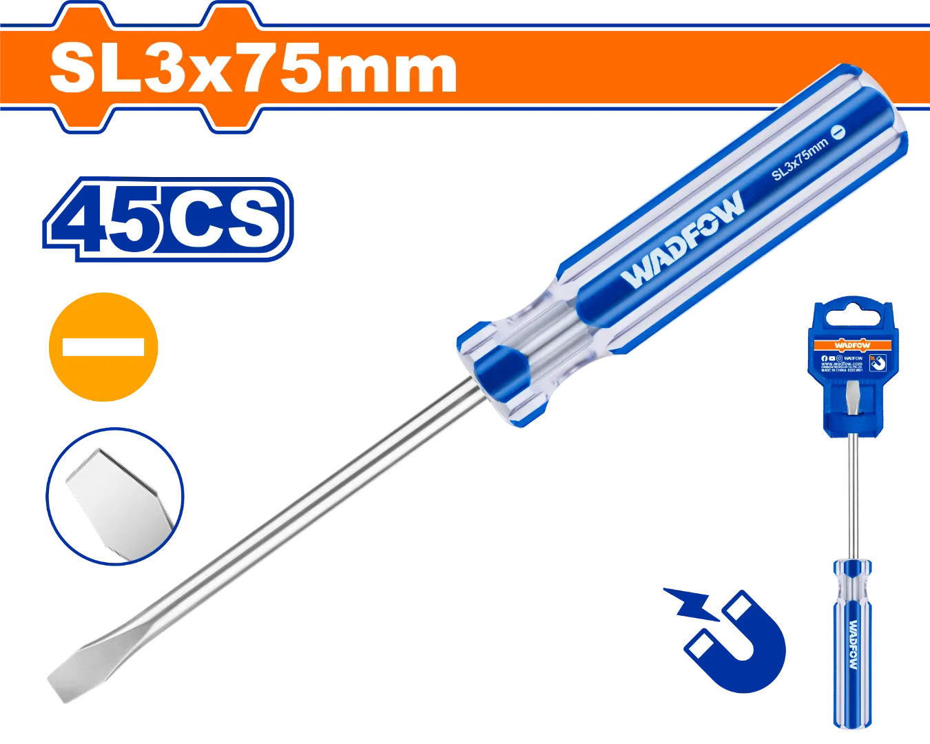 Tua vít SL3x75mm-Wadfow WSD5233