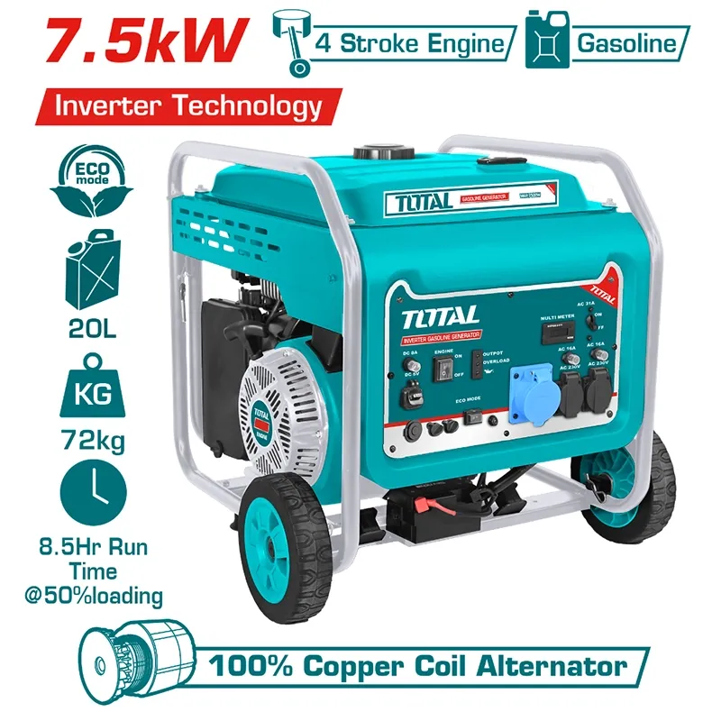 Tổ máyphát điện dùng xăng biến tần 7.5kW-TOTAL-TP375001