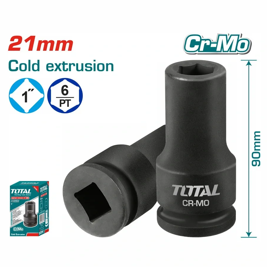 Đầu tuýp đen lục giác vuông 1" impact 21mm -TOTAL-THHISD0121L