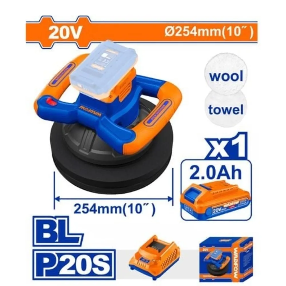 Máy đánh bóng dùng pin 20V-254mm (không chổi than) Wadfow  WHL352541