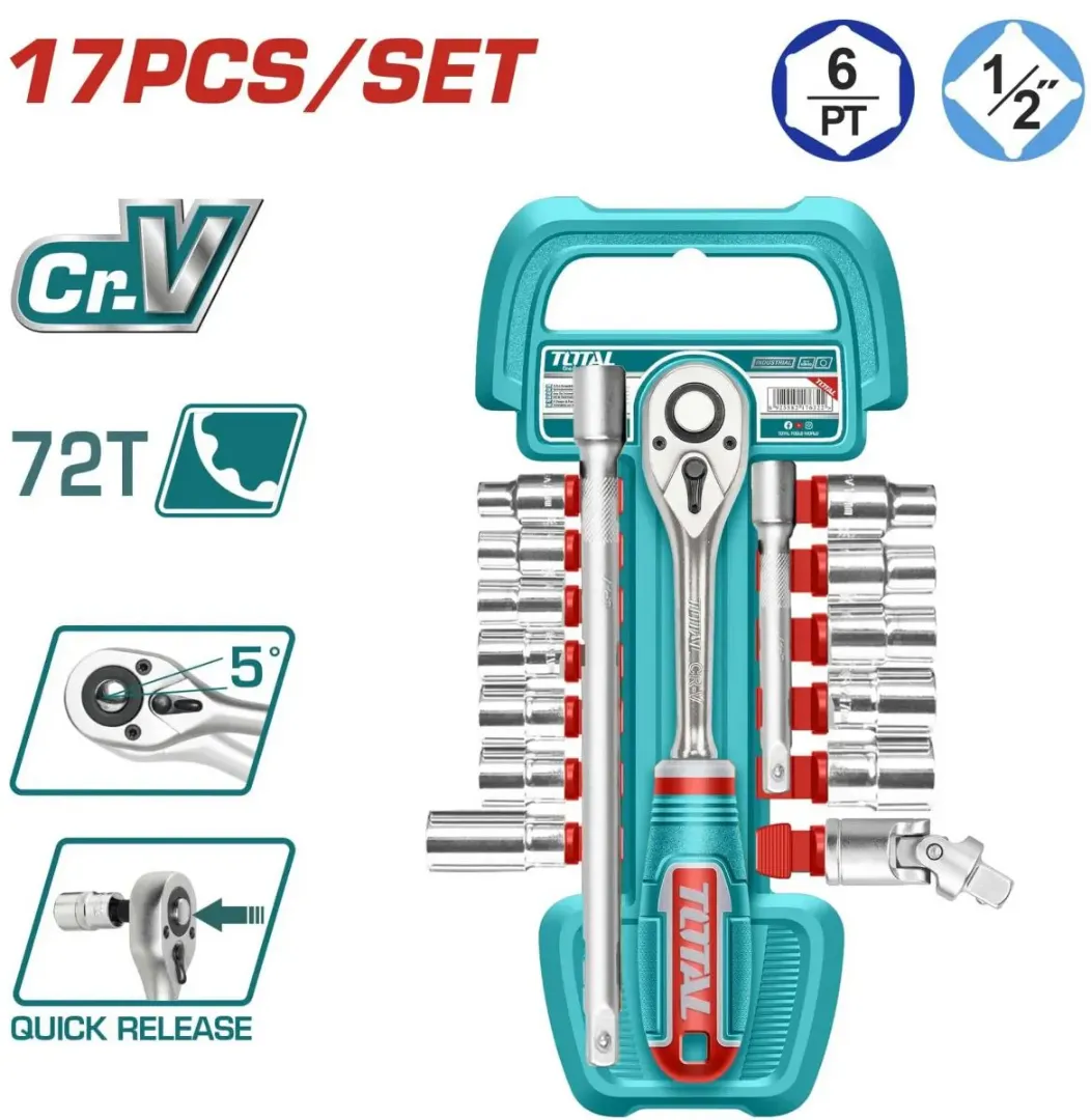 Bộ 17 đầu tuýp 1/2"-TOTAL-THT121171