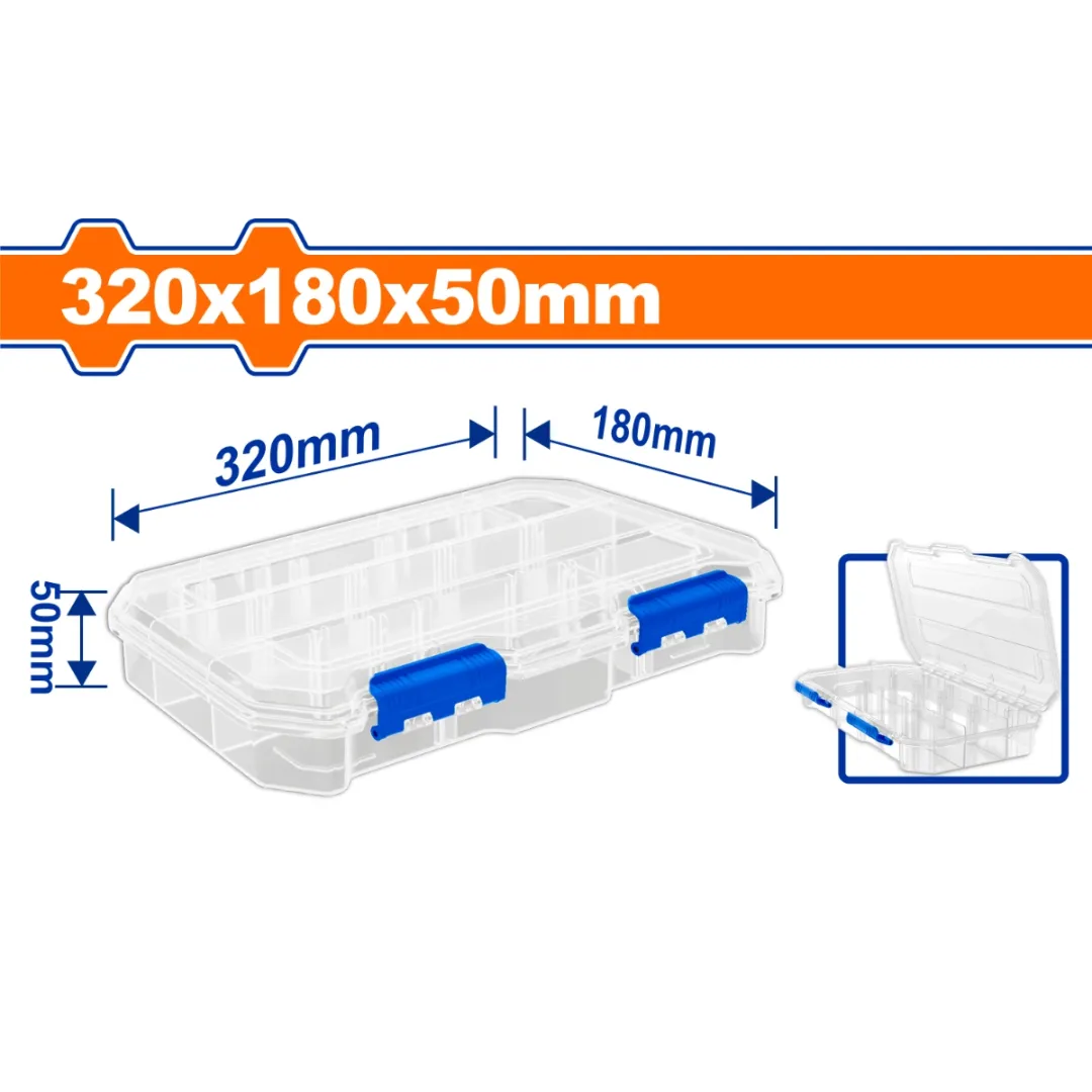 Hộp nhựa trong suốt chia 13 ngăn đựng linh kiện 320x180x50mm-Wadfow WTB8342