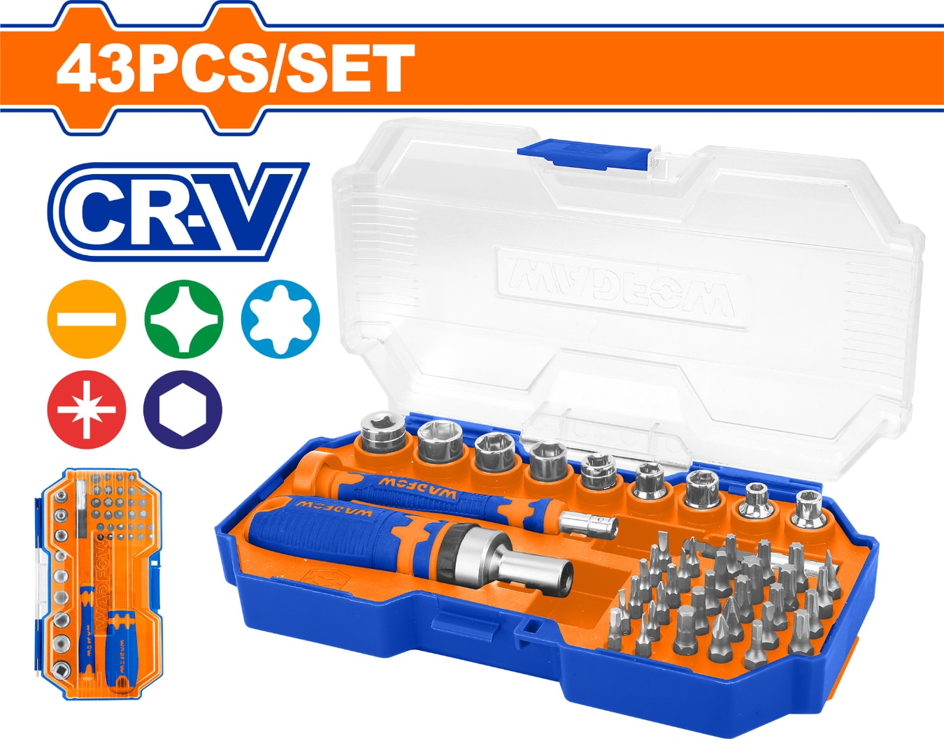 Bộ 43 chi tiết bắt vít-Wadfow WSS8B43