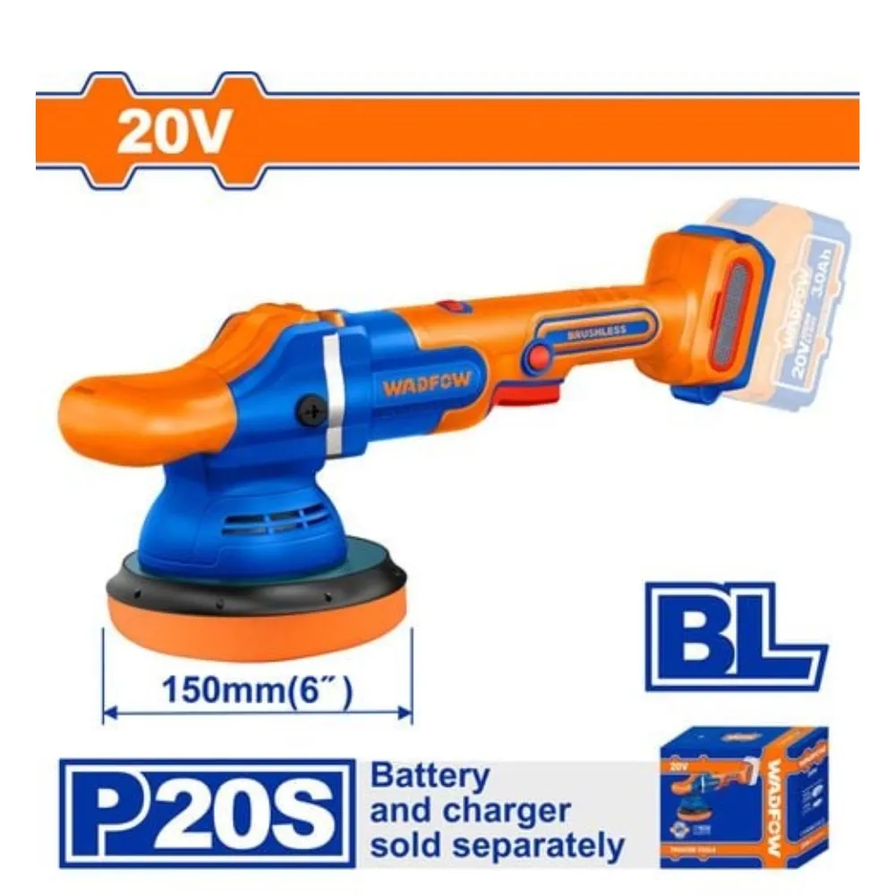 Máy đánh bóng dùng pin 20V-150mm (không chổi than) (không kèm pin,sạc) Wadfow  WHL2B15