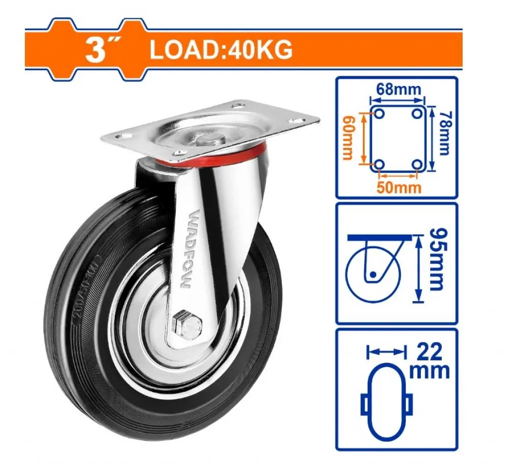 Bánh xe đẩy cao su xoay 3" có khóa WADFOW WJL3333