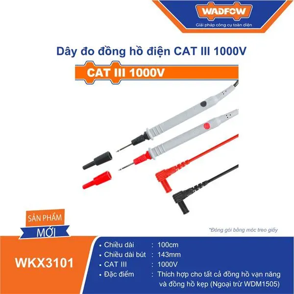 Dây đo đồng hồ điện CAT III 1000V-Wadfow WKX3101