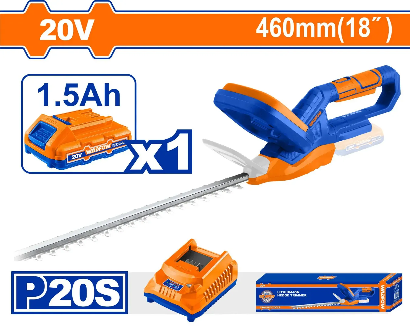 Máy cắt tỉa hàng rào dùng pin 20V Wadfow WLYP546