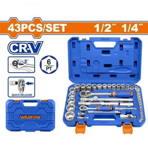 Bộ 43 đầu tuýp 1/4"&1/2"-Wadfow WST3D43