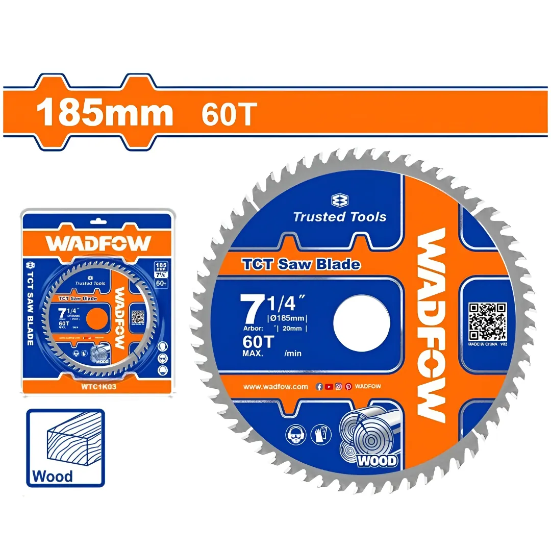 Lưỡi cưa gỗ TCT 185mmx60T WADFOW WTC1K03