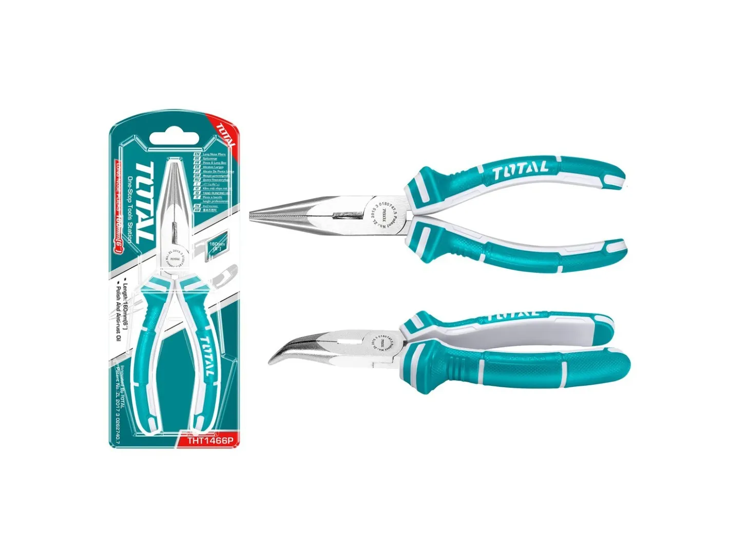 Kềm mũi nhọn mỏ cong 160mm -TOTAL-THT1466P
