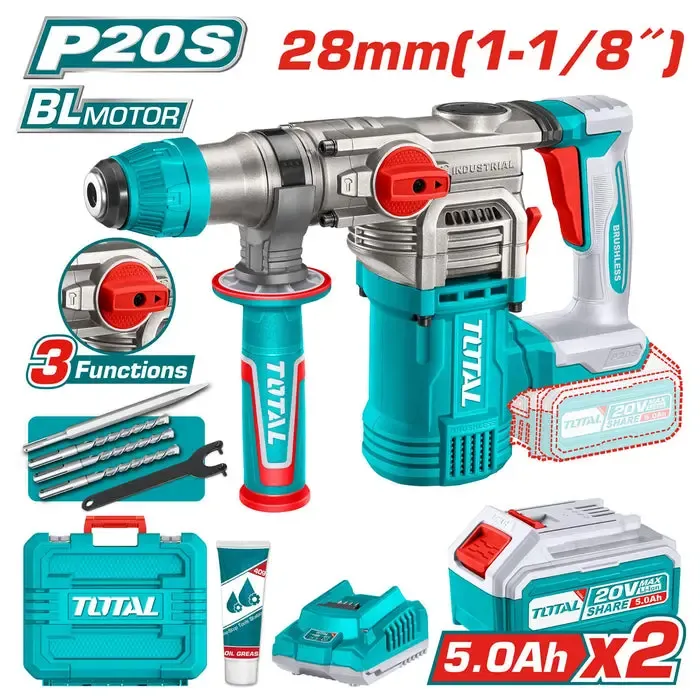 Máy khoan bê tông không chổi than dùng pin  20V-TOTAL-TRHLI202885