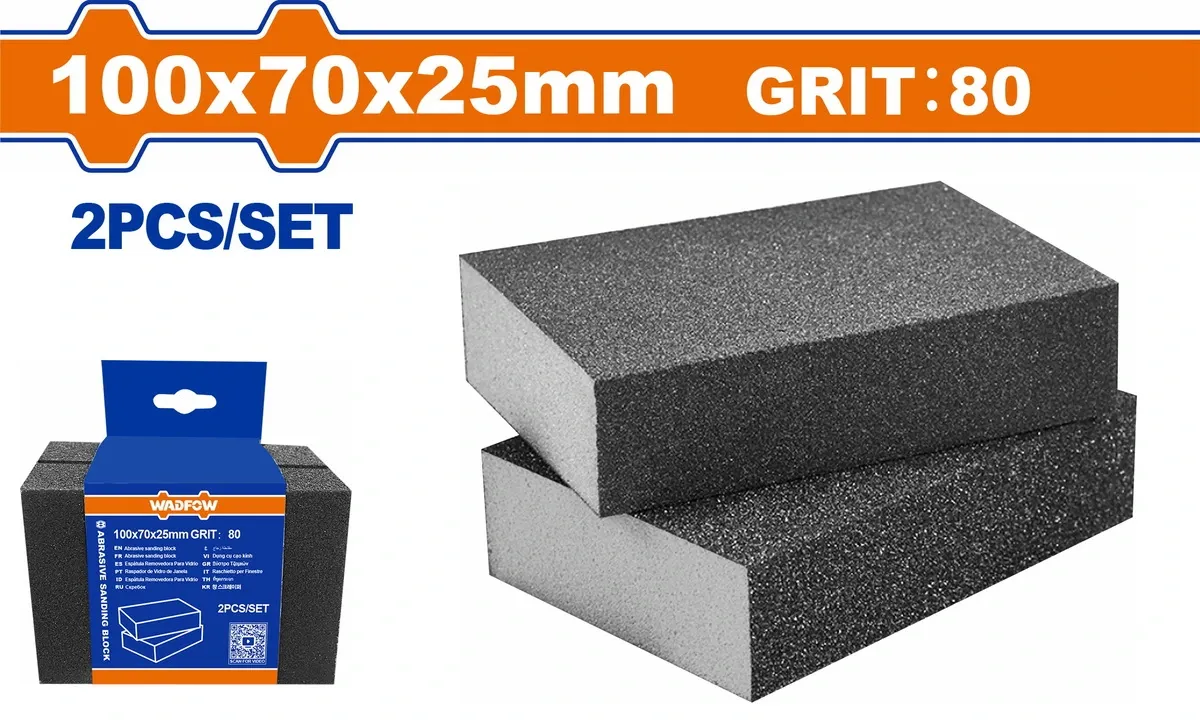 Nhám xốp 100x70x25mm 80# Wadfow  WUK2501