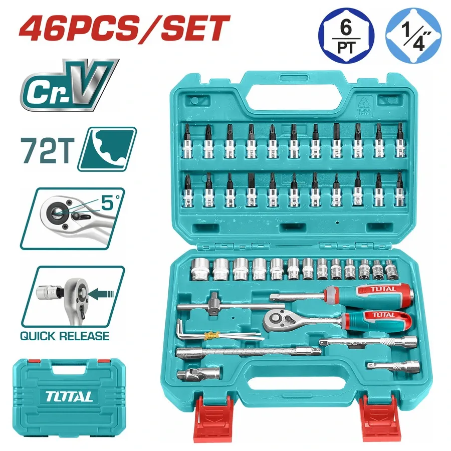 Bộ 46 đầu tuýp 1/4"-TOTAL-THT141462