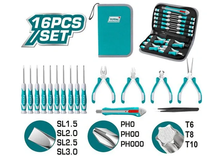 Bộ 16 món tua vít và kềm chuẩn -TOTAL-TKTTSK0162