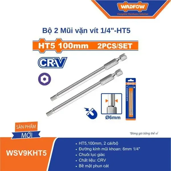 Bộ 2 Mũi vặn vít 1/4"-HT5-Wadfow WSV9KHT5