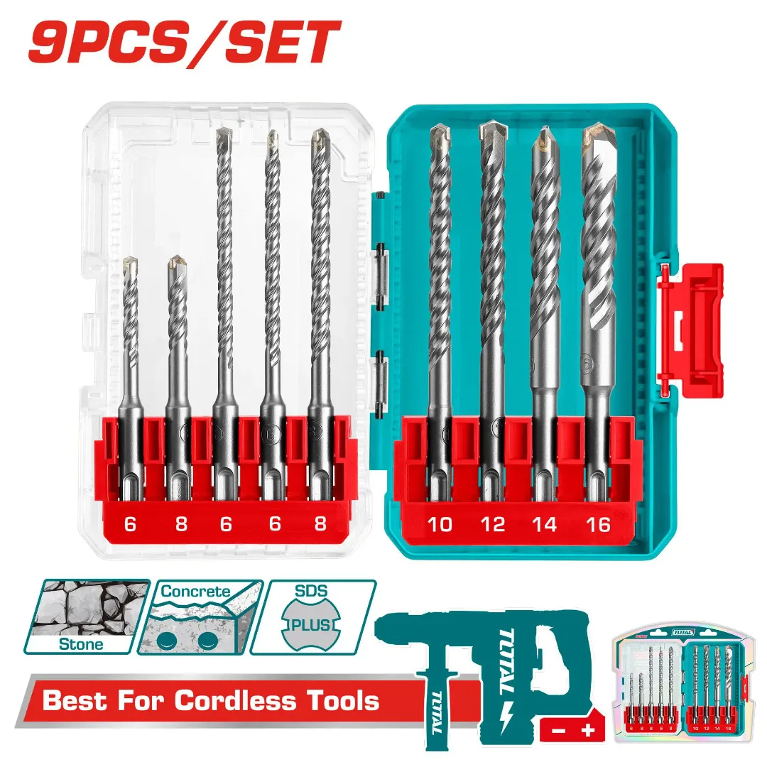 Bộ 9 mũi khoan bê tông đuôi gài SDS-TOTAL-TACSDL30906