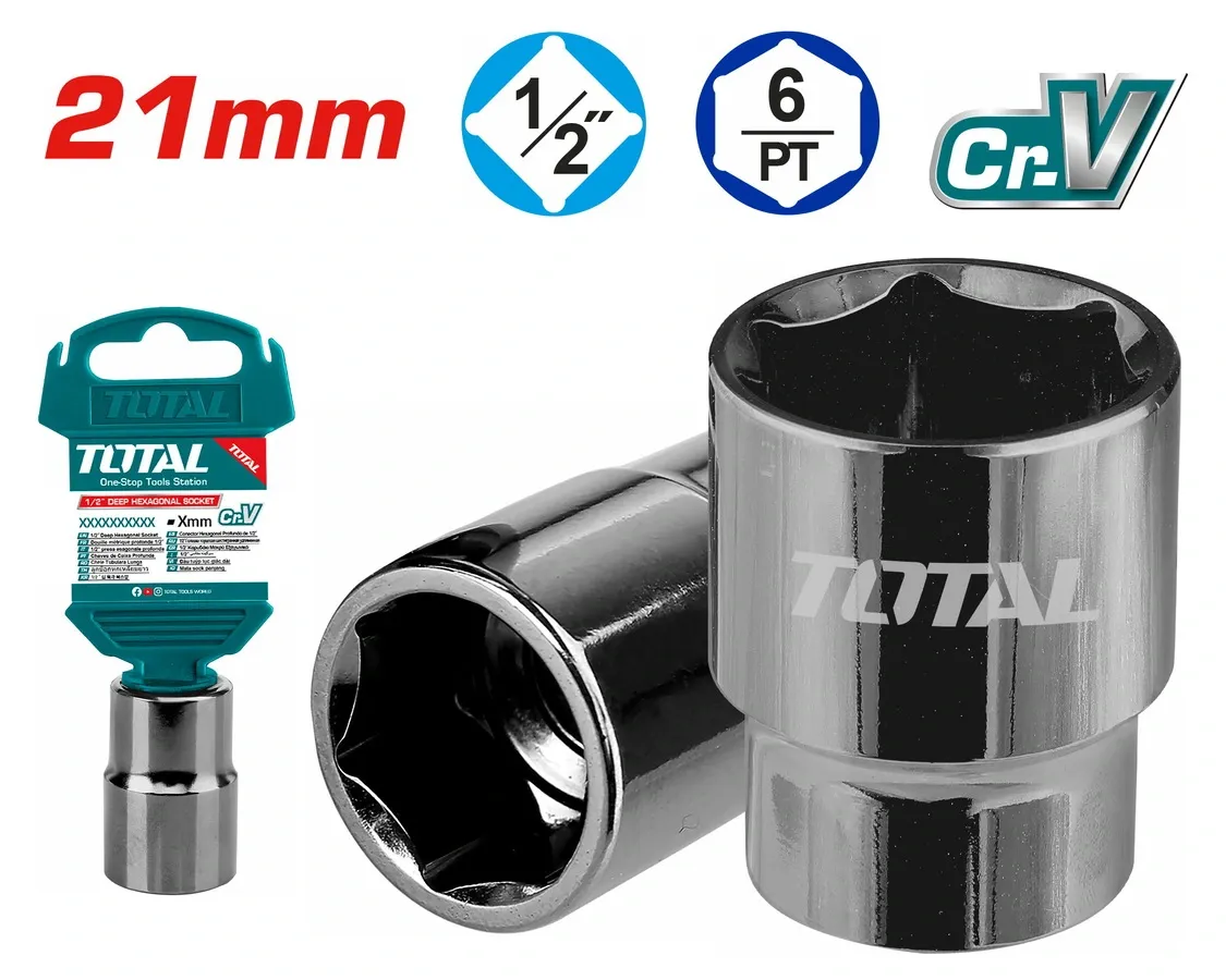 Đầu tuýp lục giác 1/2"  (21mm) -TOTAL-THTST12211