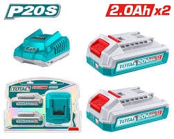 Bộ 2 pin TFBLI20011 và 1 sạc TFCLI2001 dùng pin  Lithium-Ion 20V-TOTAL-TFBCPK2212