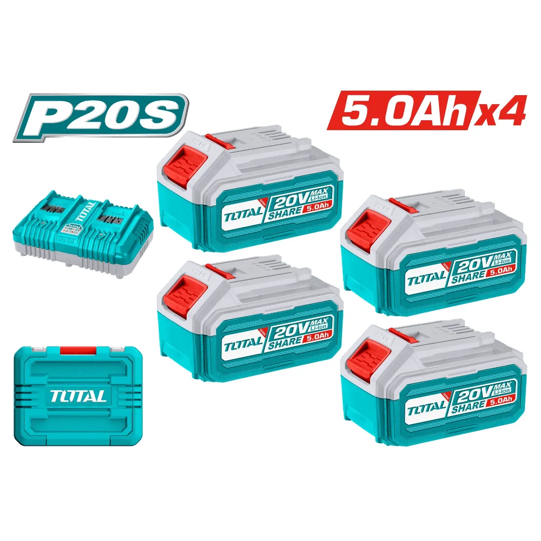 Bộ 4 pin TFBLI2053 và 1 sạc đôi TFCLI2034E dùng pin 20V-TOTAL-TFBCLI20245