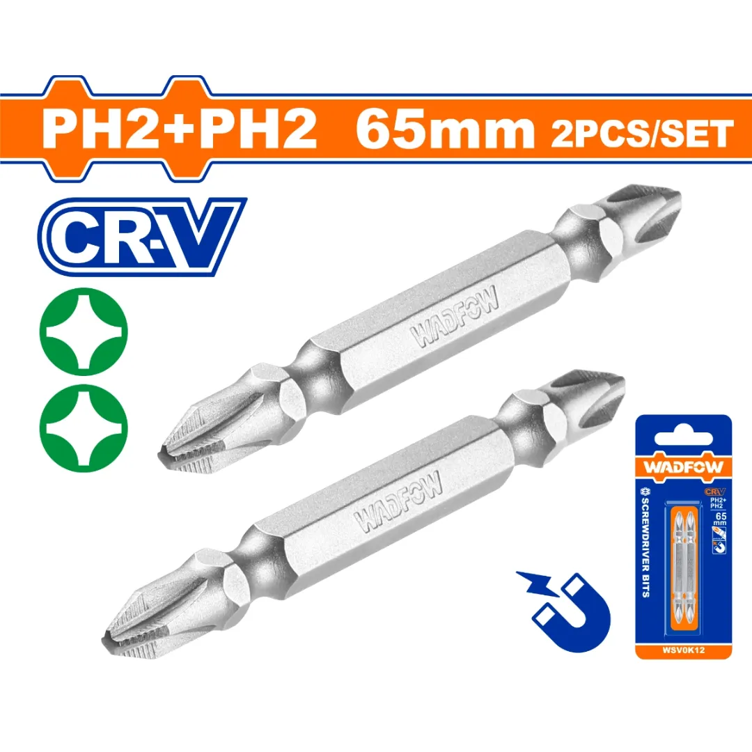 Bộ 2 Mũi bắt vít 2 đầu PH2+PH2 65mm-Wadfow WSV0K12