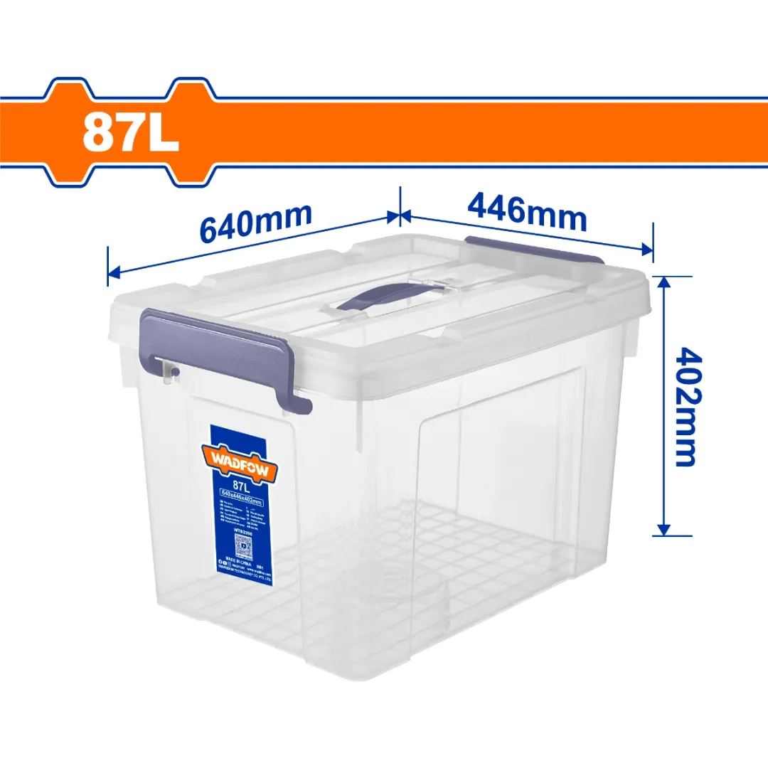 Hộp nhựa trữ kho trắng trong 87L-Wadfow WTB2390