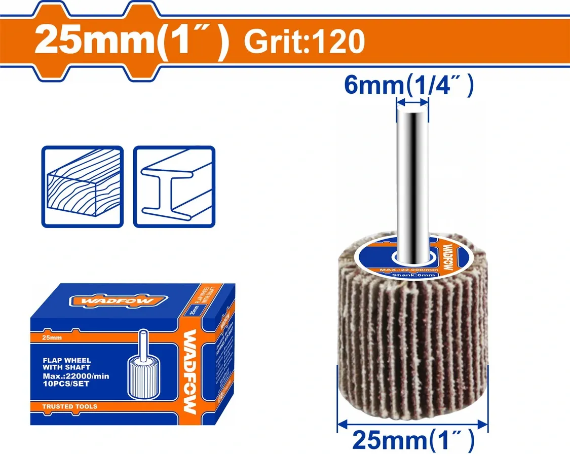 Nhám xếp trụ 25x6mm 120# Wadfow  WYW2504