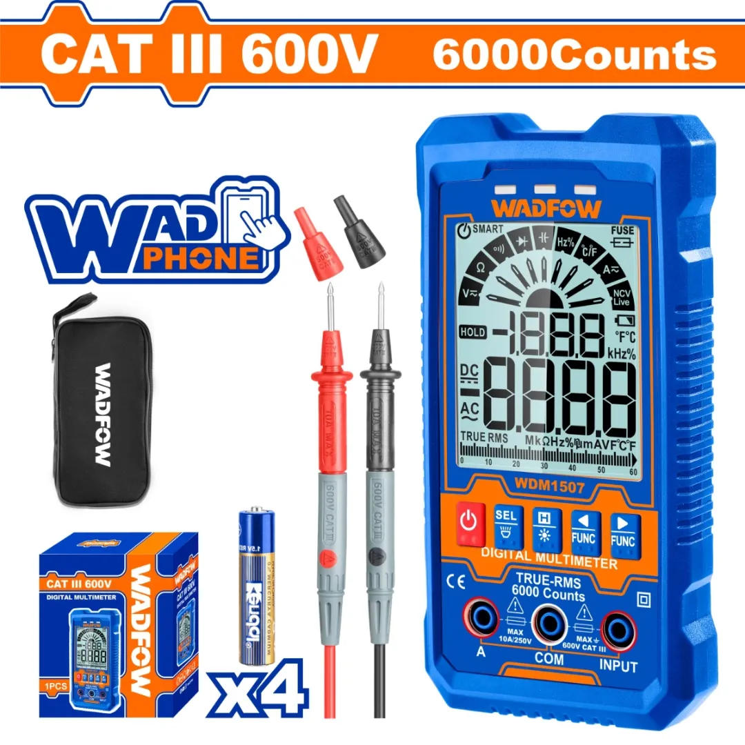 Đồng hồ vạn năng kỹ thuật số 600V-6000 số đếm-Wadfow WDM1507