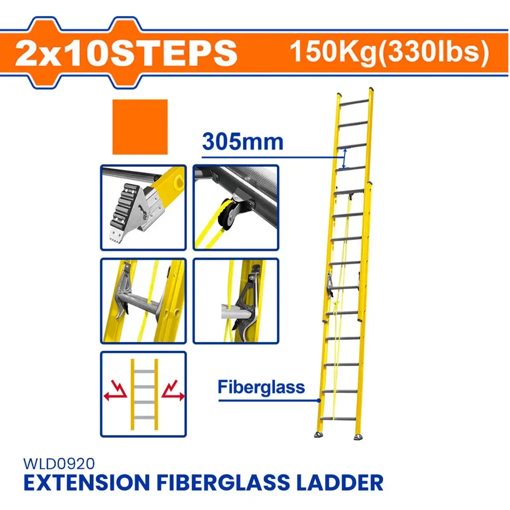 Thang xếp sợi thủy tinh kéo dài 2x10 bậc Wadfow WLD0920
