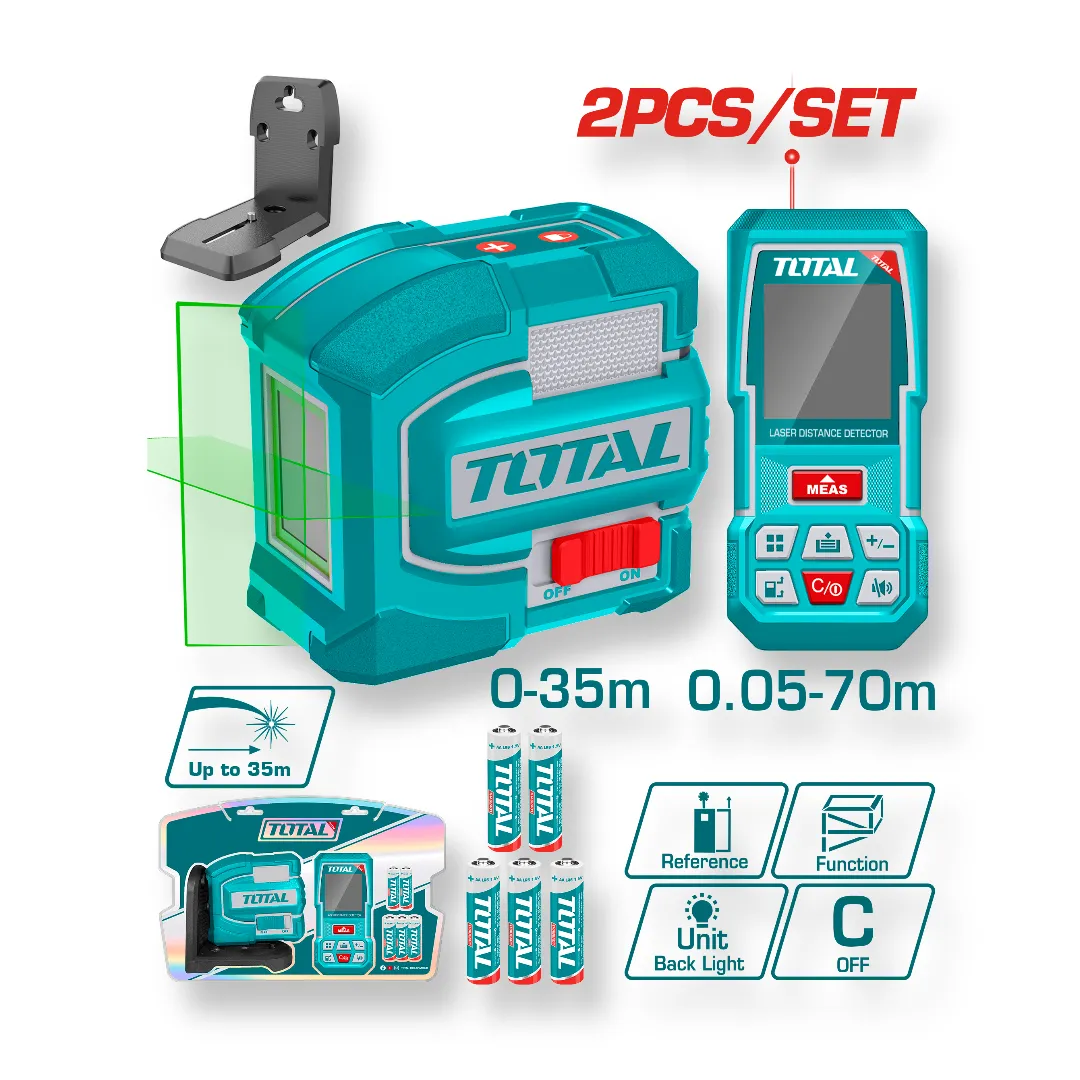 Bộ combo máy đo khoảng cách TMT57026 & máy đo mức cân bằng tia laser xanh TLL156601-TOTAL-TOSLL0401