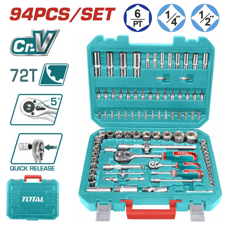 Bộ 94 đầu tuýp 1/4" & 1/2"-TOTAL-THT421942
