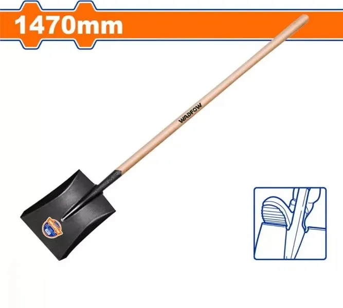 Xẻng thép vuông cán gỗ 1470mm-Wadfow WSE2317