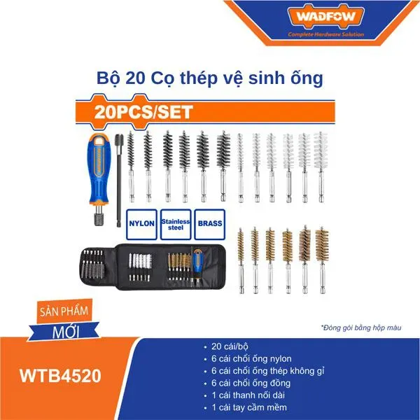 Bộ 20 Cọ thép vệ sinh ống Wadfow  WTB4520