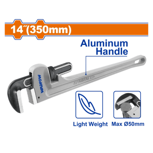 Mỏ lết mở ống tay cầm nhôm 350mm(14")-Wadfow WPW9114