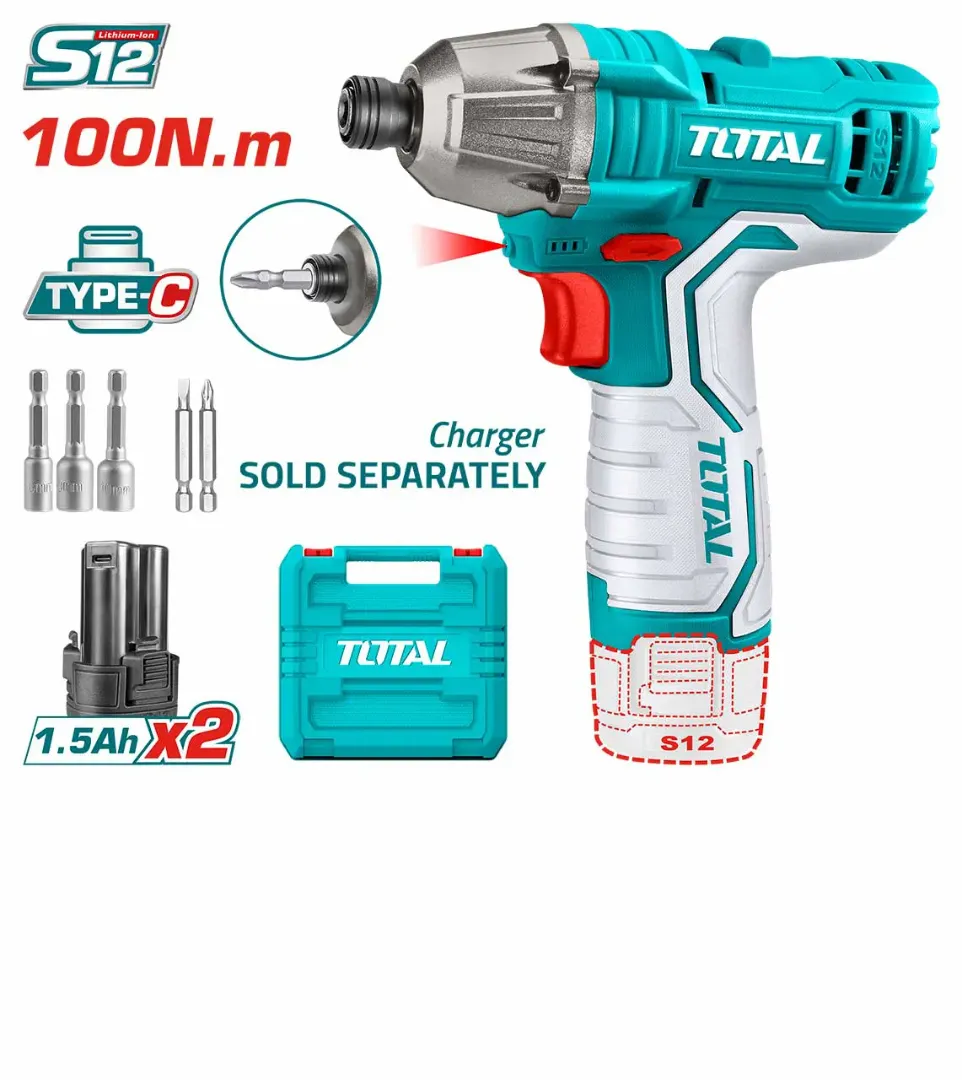 Máy siết vít  dùng pin 12V  (không kèm dây & đầu sạc)-TOTAL-TIRLI12015