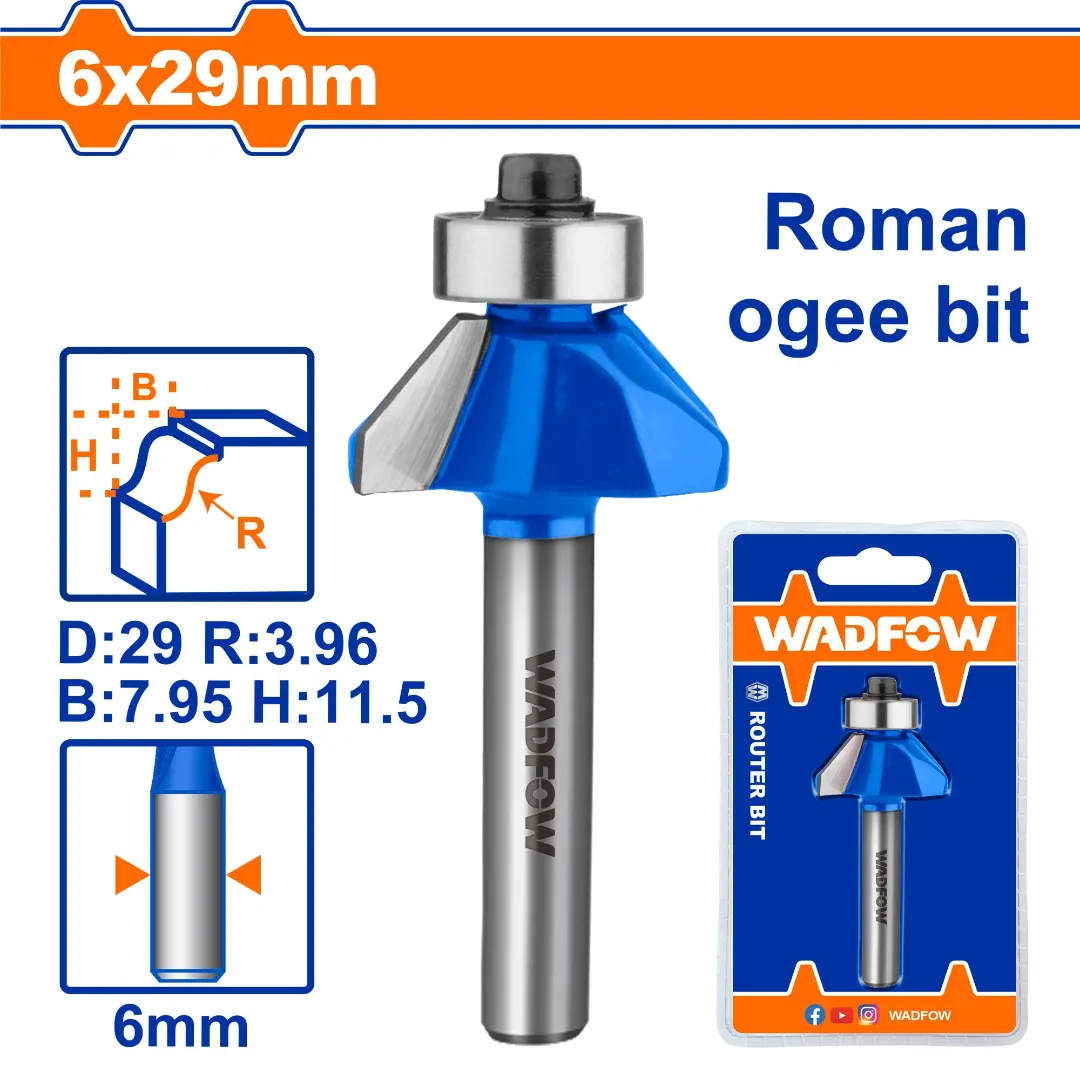 Mũi phay gỗ đánh chỉ cổ điển 6x6x29mm Wadfow  WRG5403