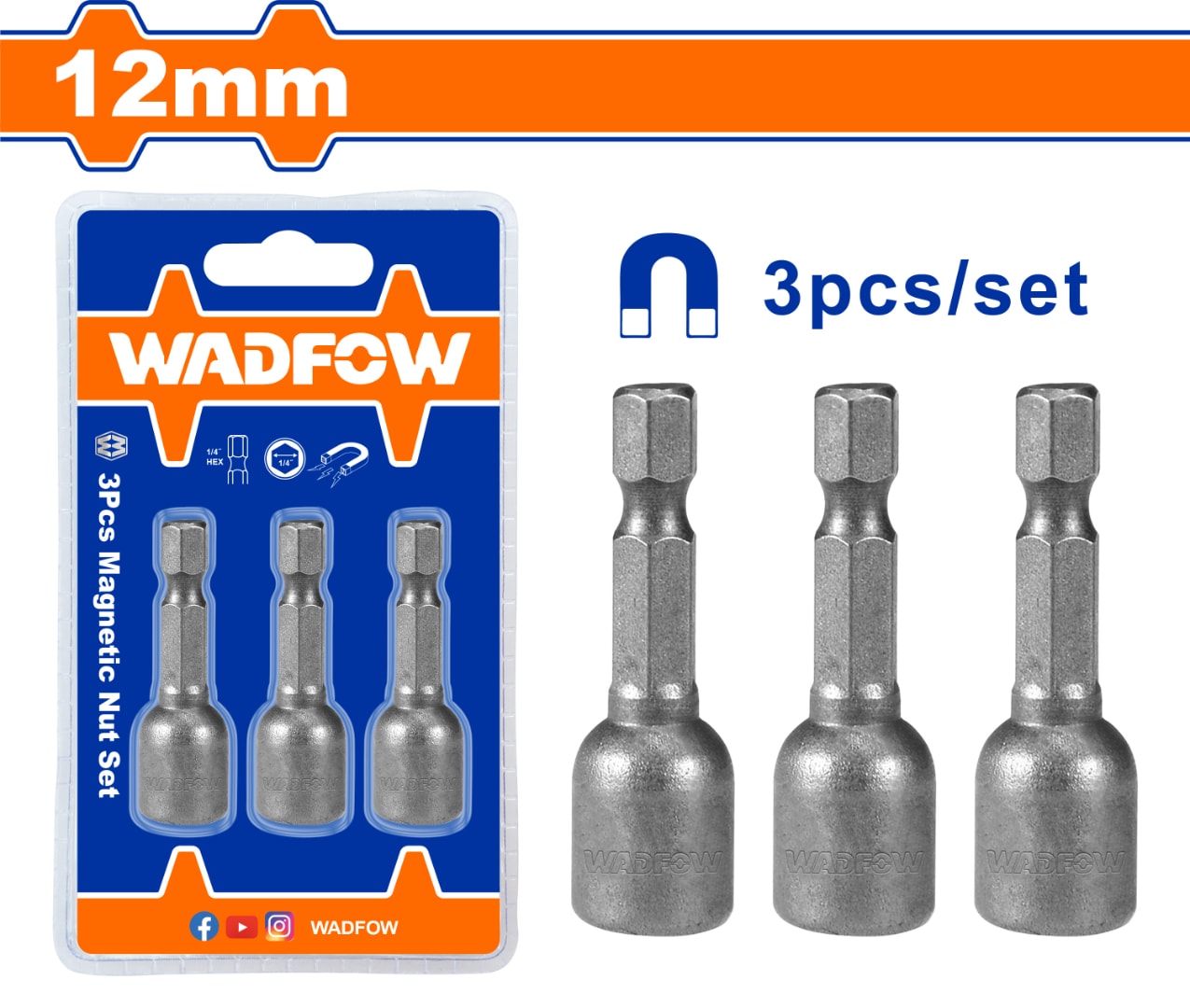 Bộ 3 mũi bắn tôn 12mm-Wadfow WWR1K12