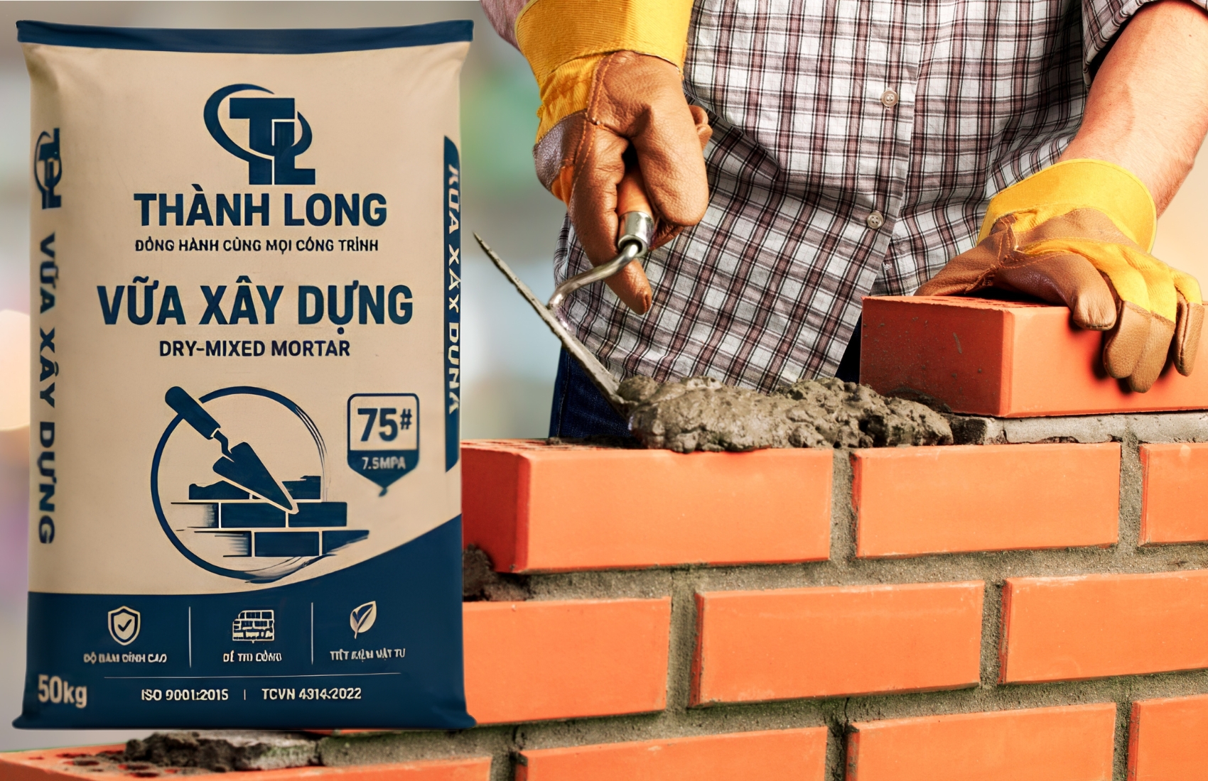 Vữa Xây Dựng Trộn Sẵn Thành Long – Bám Dính Cao, Tối Ưu Tiến Độ