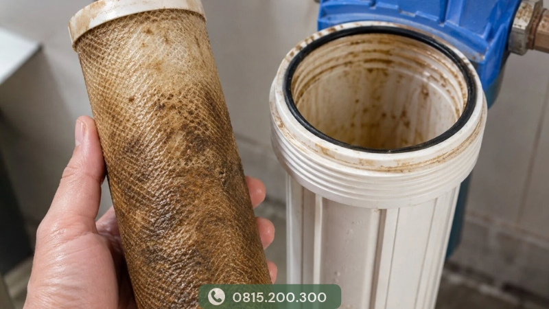 Lõi lọc Kangaroo bị bám bẩn quá hạn cần thay thế