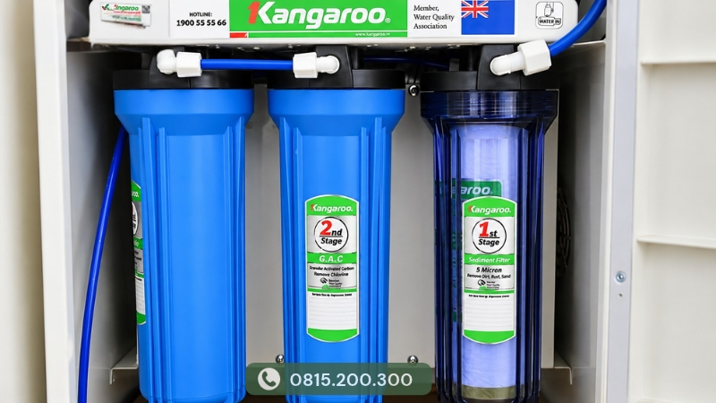 Quy trình thay bộ 3 lõi lọc thô Kangaroo chính hãng