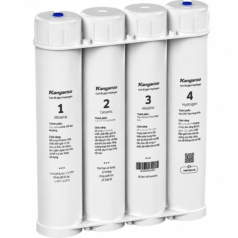 Lắp đặt bộ 4 lõi lọc chức năng Hydrogen Kangaroo đơn giản