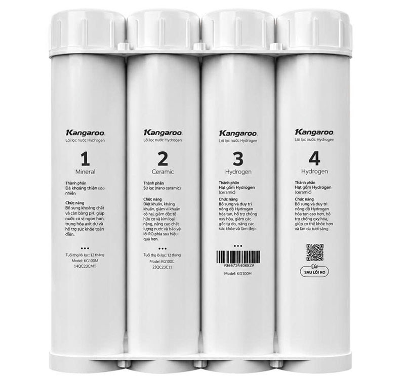 Bộ 4 lõi lọc chức năng Max Hydrogen Kangaroo chính hãng